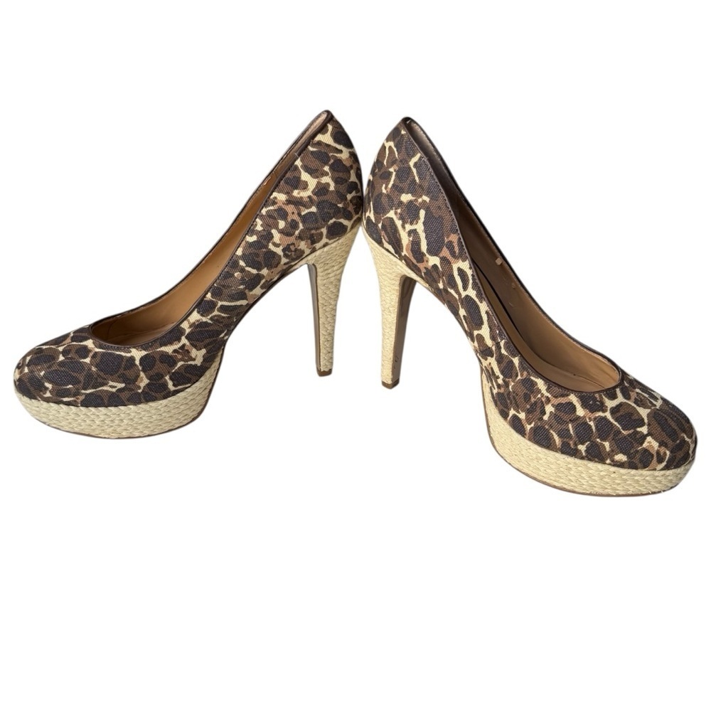 Nine West Guendao Leopard Espadrille Platform Pumps High Heel Women’s Size 9 M - Picture 4 of 13